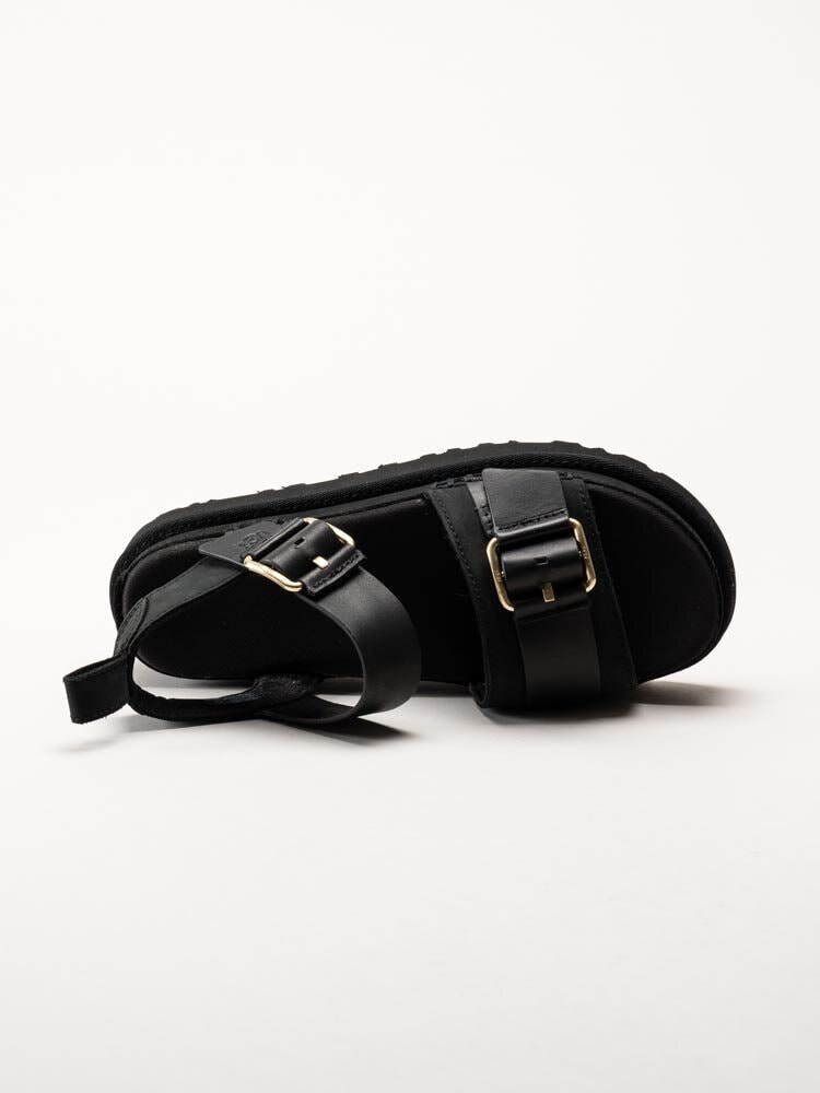 UGG - W Goldenstar Villa - Svarta platåsandaler i nubuck och skinn