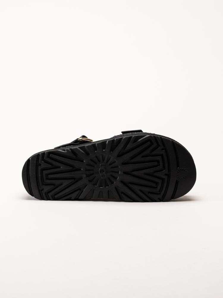 UGG - W Goldenstar Villa - Svarta platåsandaler i nubuck och skinn