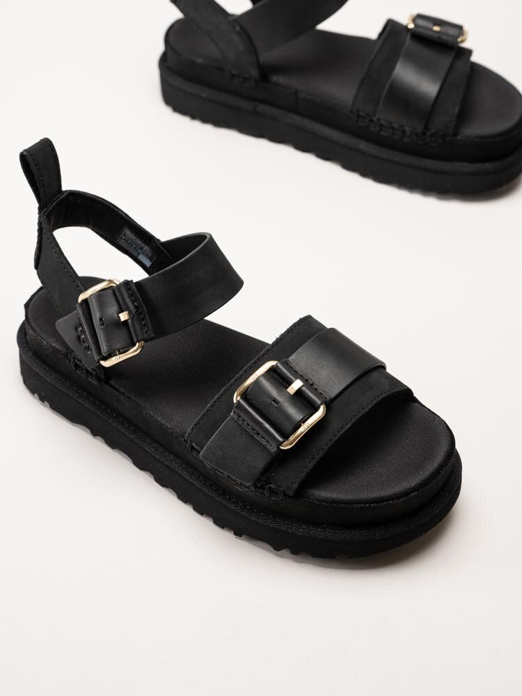 UGG - W Goldenstar Villa - Svarta platåsandaler i nubuck och skinn