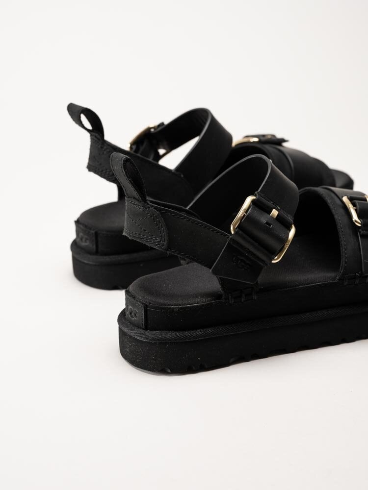 UGG - W Goldenstar Villa - Svarta platåsandaler i nubuck och skinn