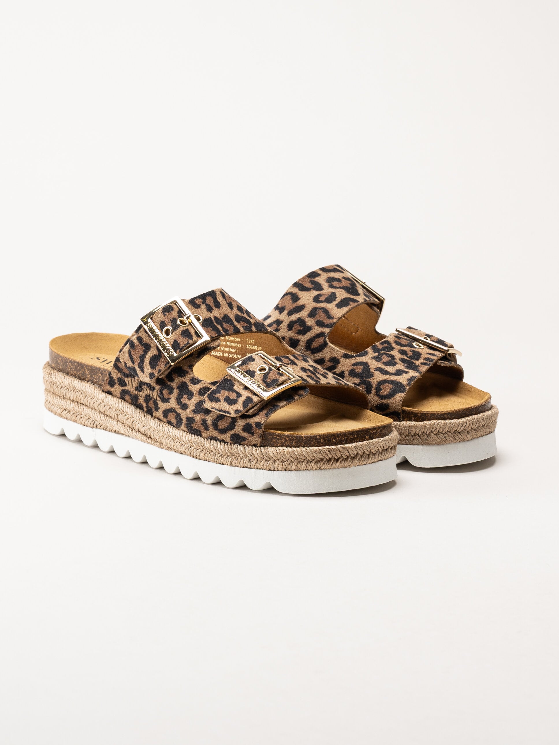 Sweeks - Sonja - Leopardmönstrade slip in sandaler i mocka