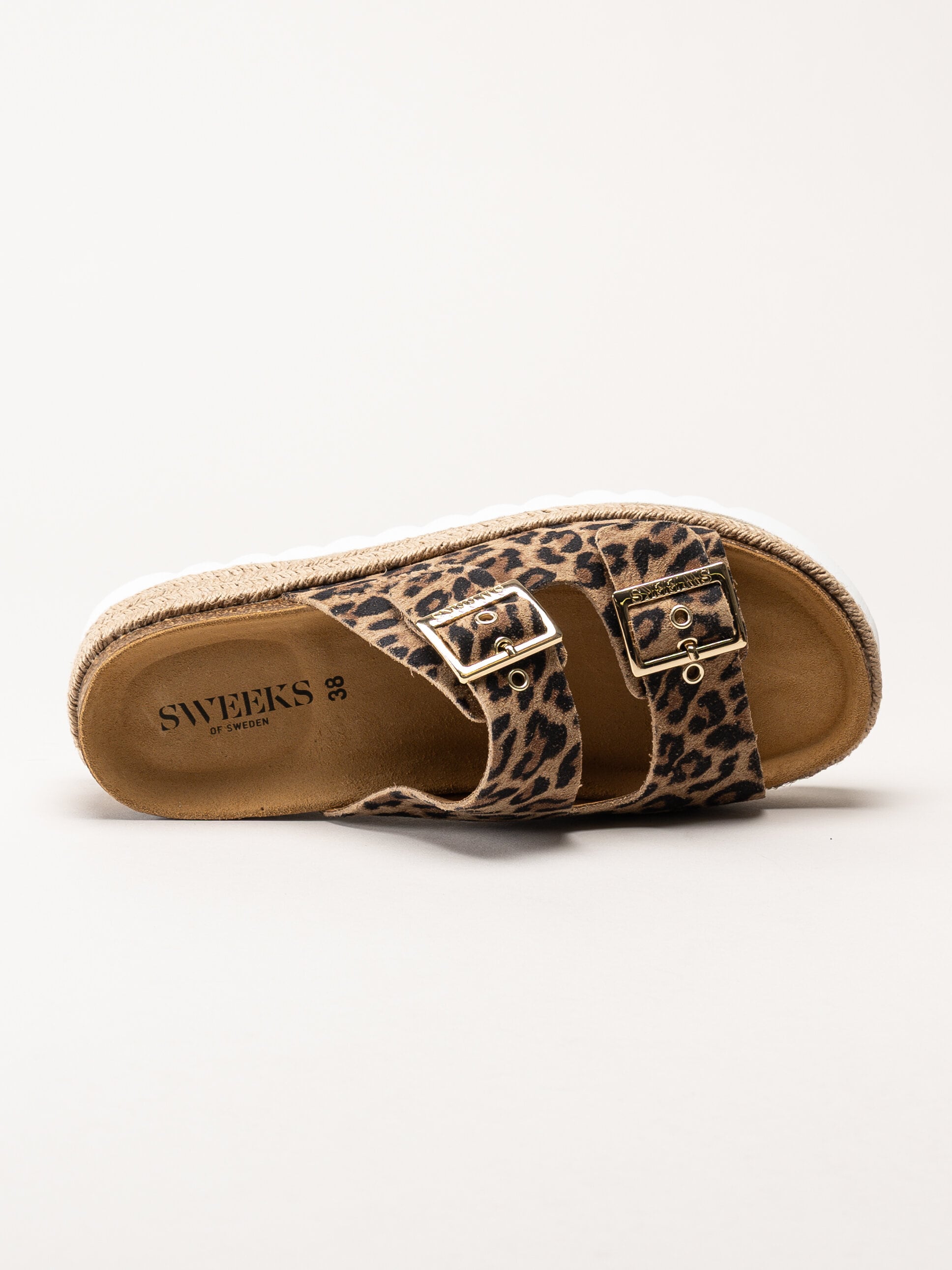 Sweeks - Sonja - Leopardmönstrade slip in sandaler i mocka
