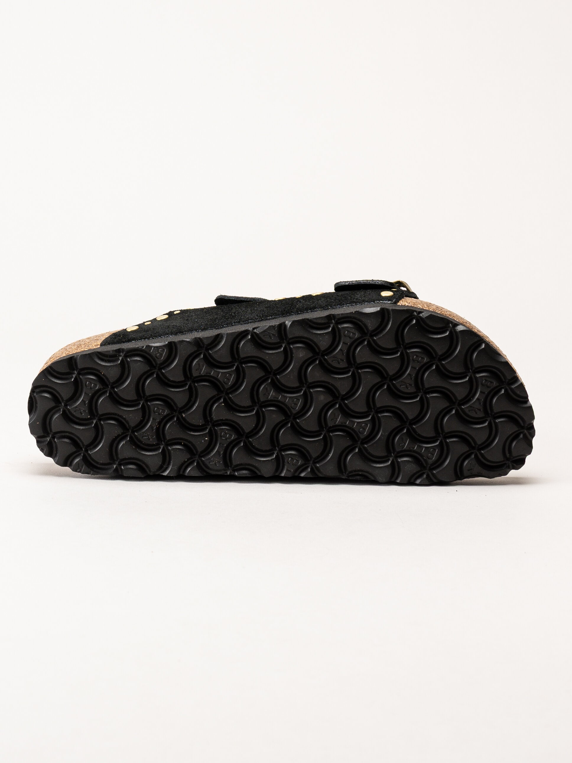 Birkenstock - Arizona Rivet Border - Svarta slip in sandaler i mocka med nitar