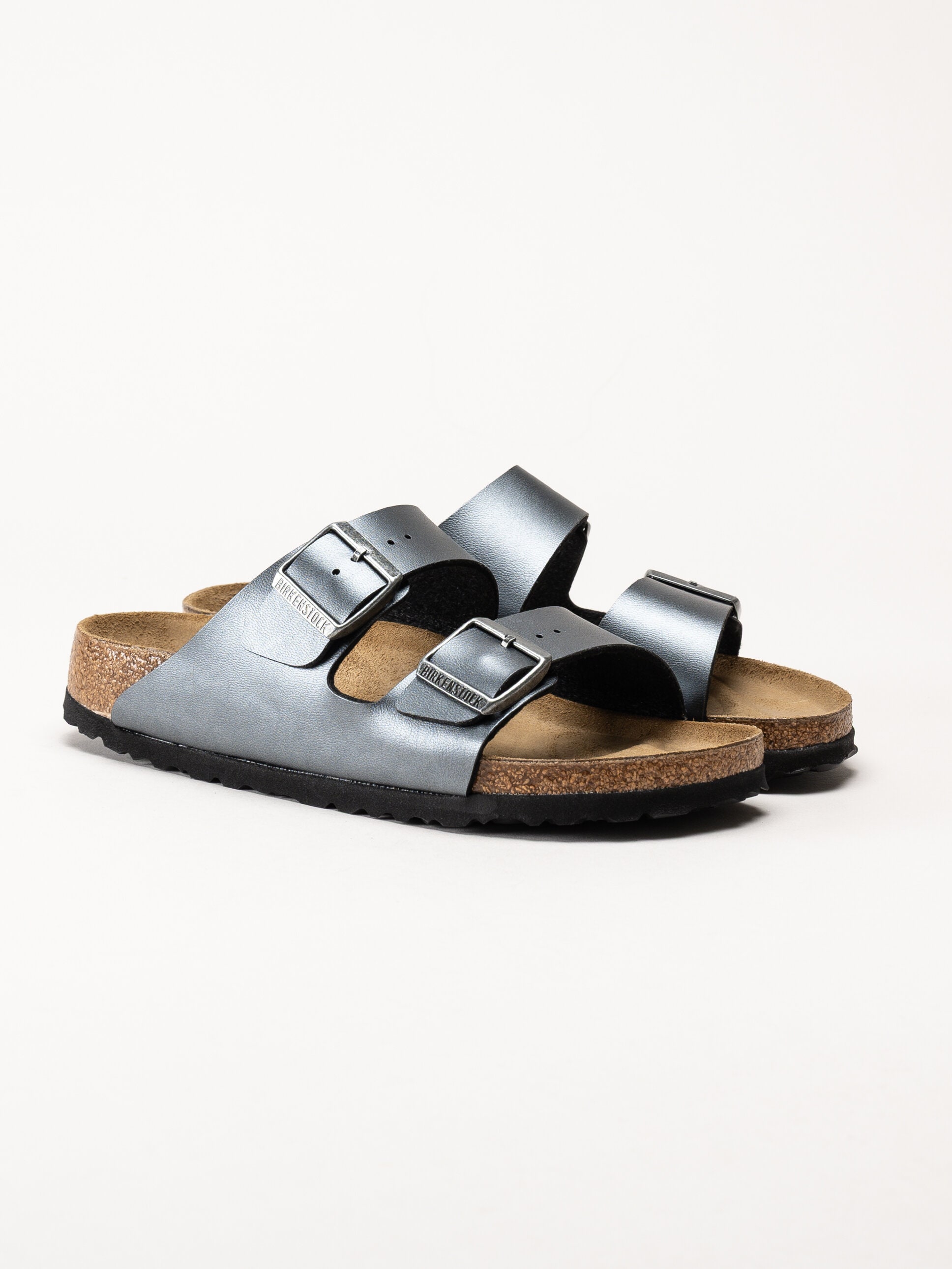 Birkenstock - Arizona Birko Flor - Grå metallic slip in sandaler