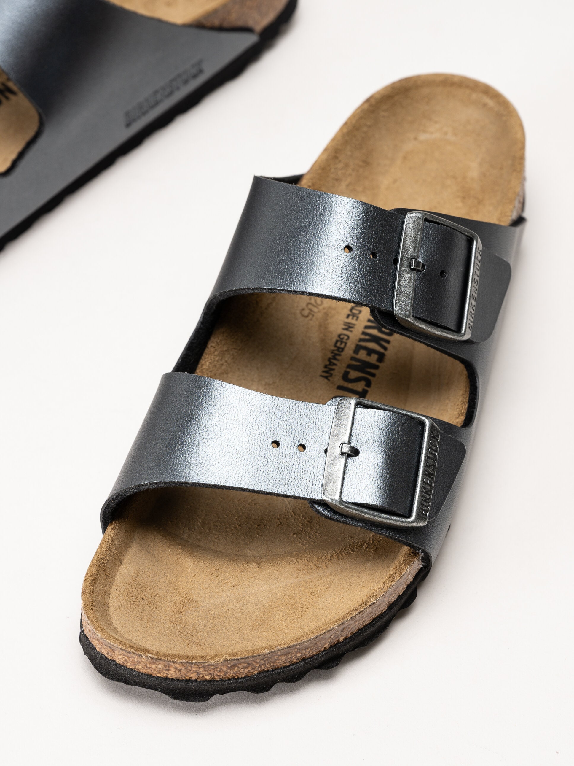 Birkenstock - Arizona Birko Flor - Grå metallic slip in sandaler