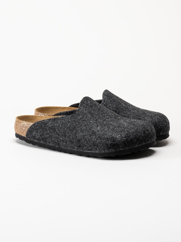 Birkenstock - Amsterdam Wool Felt - Mörkgrå tofflor i ullfilt