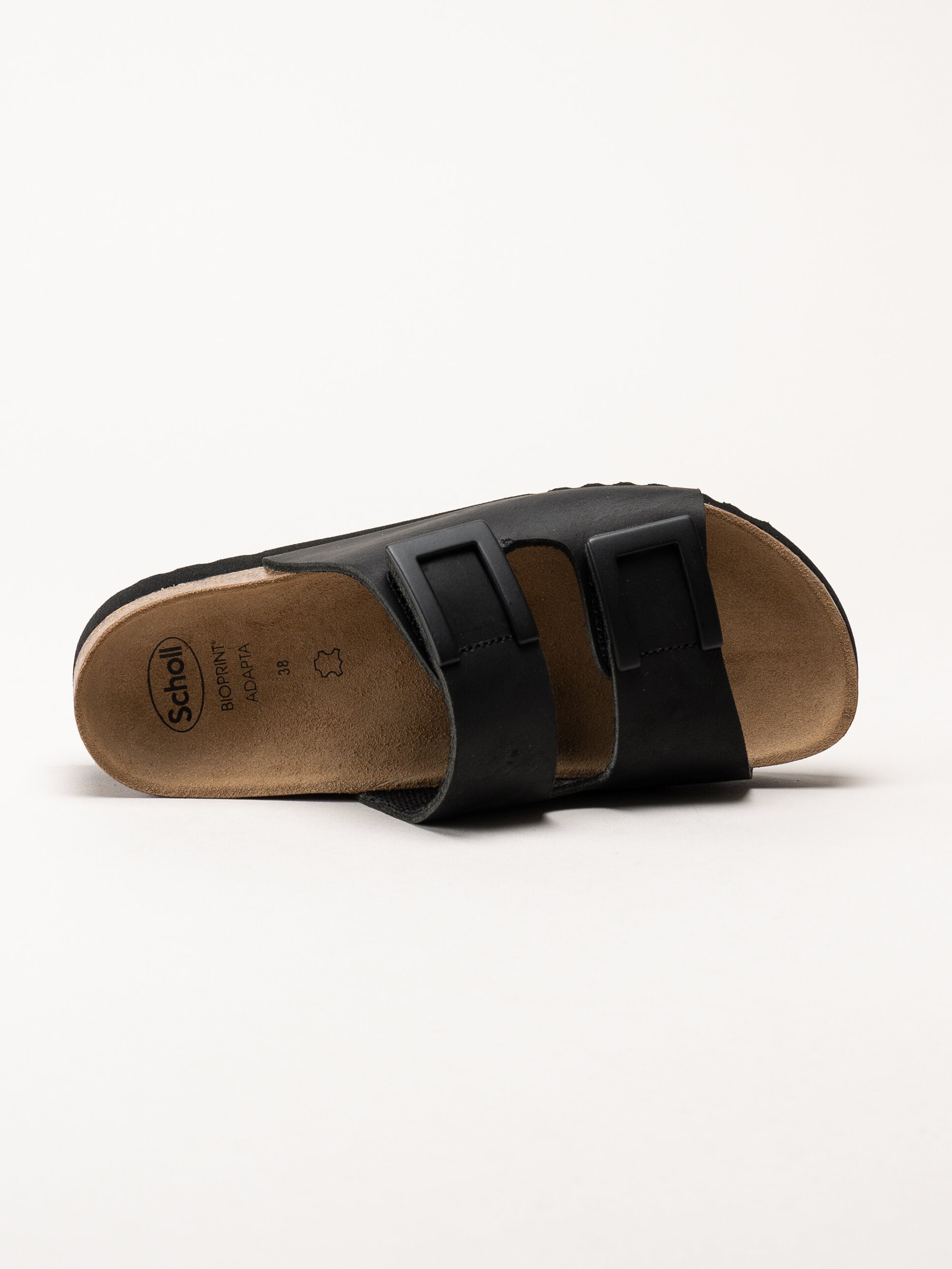 Scholl - Monterey 2 Straps - Svarta slip in sandaler i oljat skinn