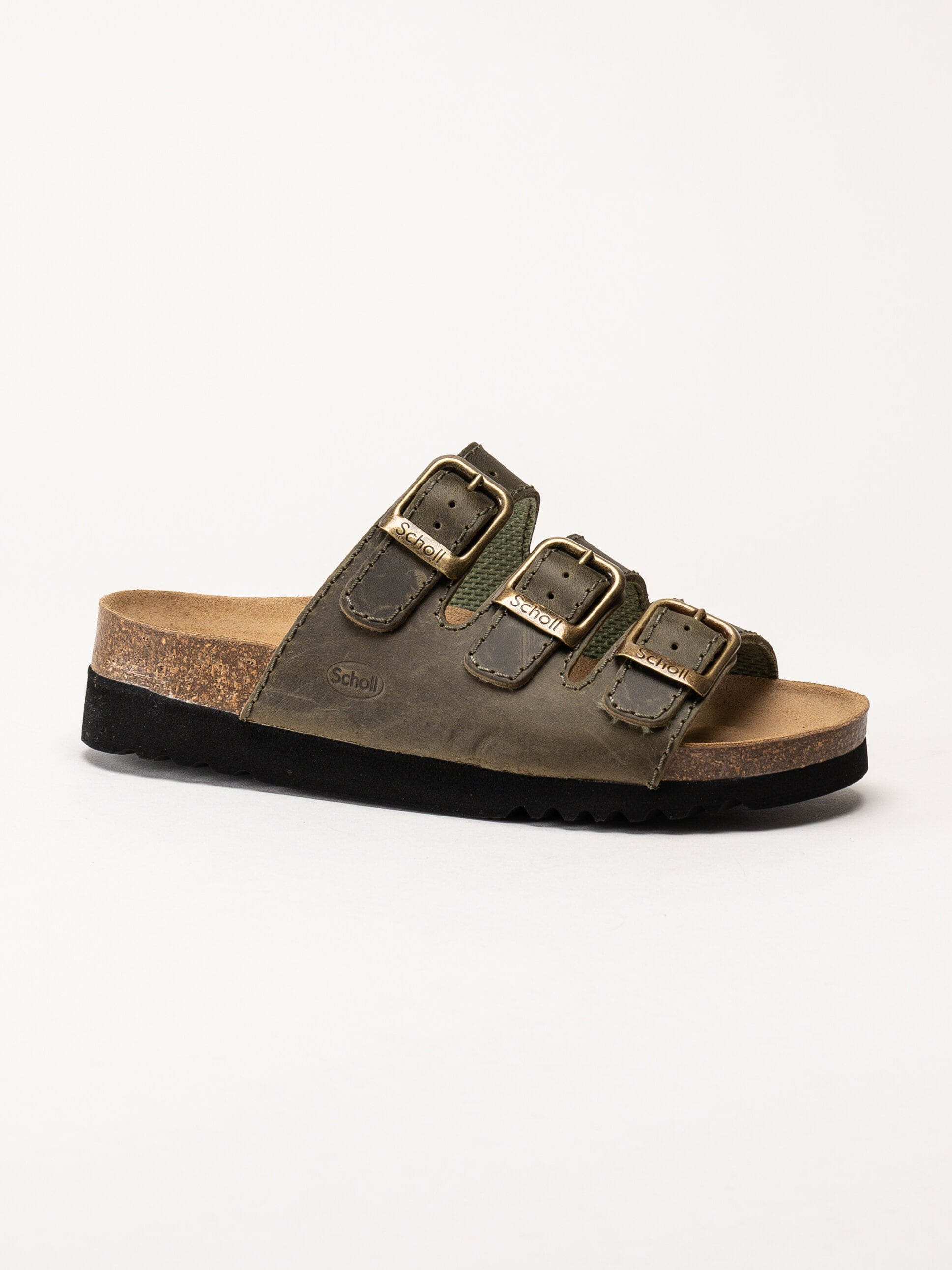 Scholl - Rio WG AD - Gröna slip in sandaler i oljat skinn