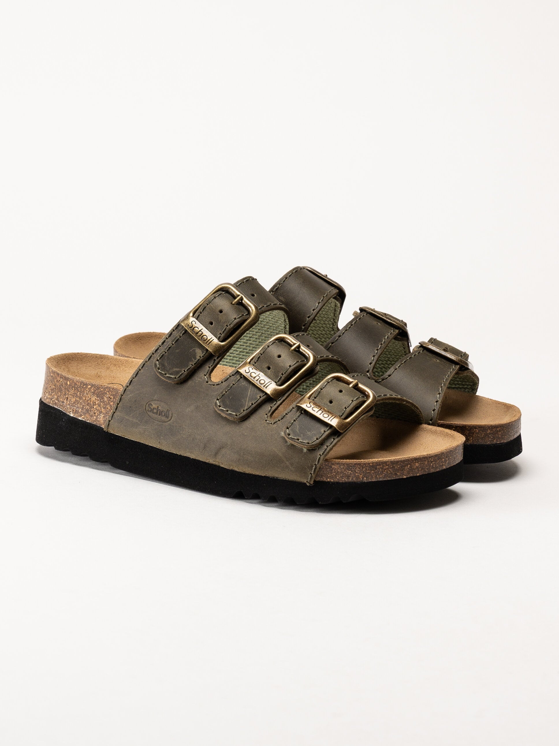Scholl - Rio WG AD - Gröna slip in sandaler i oljat skinn