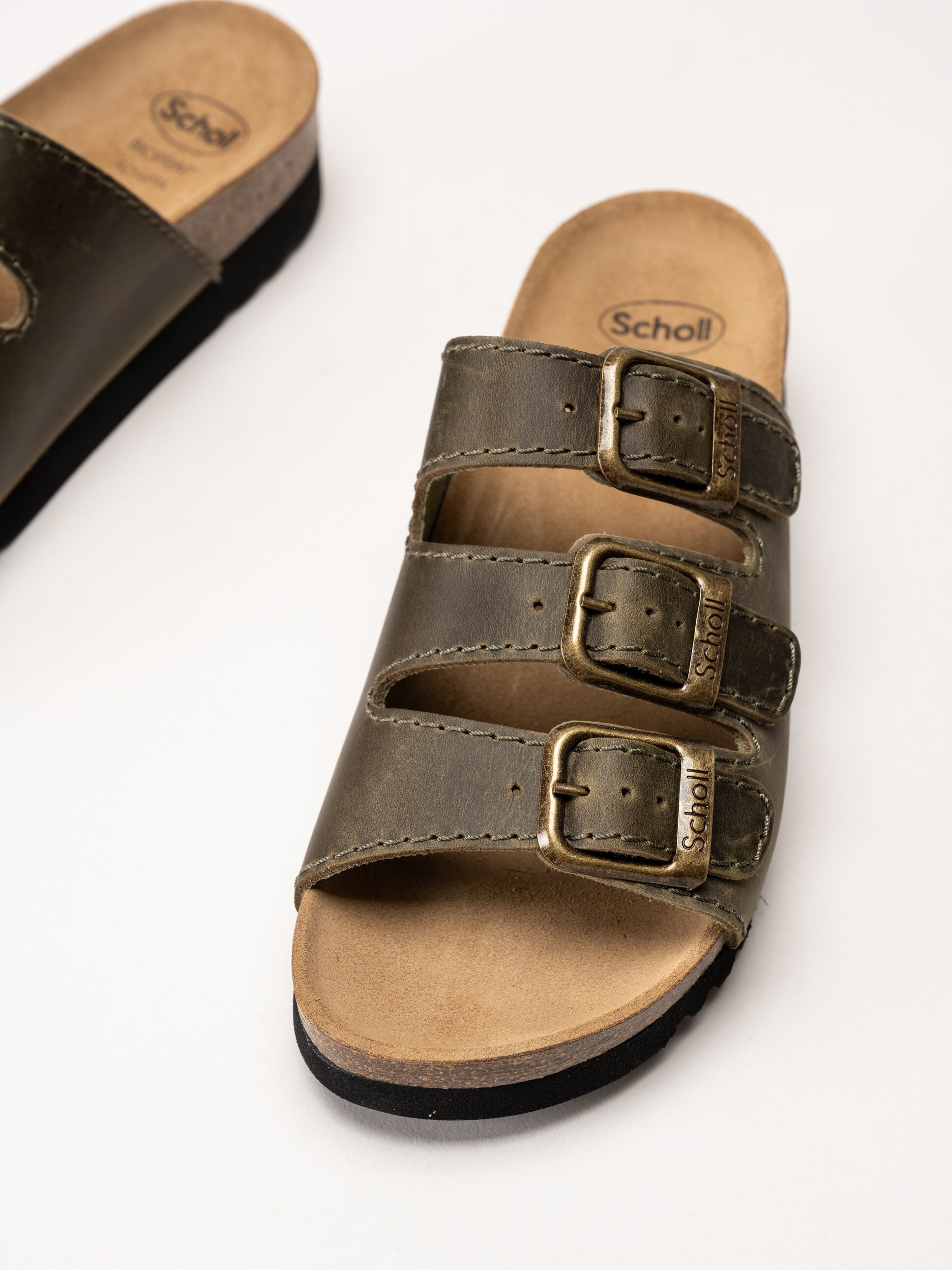 Scholl - Rio WG AD - Gröna slip in sandaler i oljat skinn