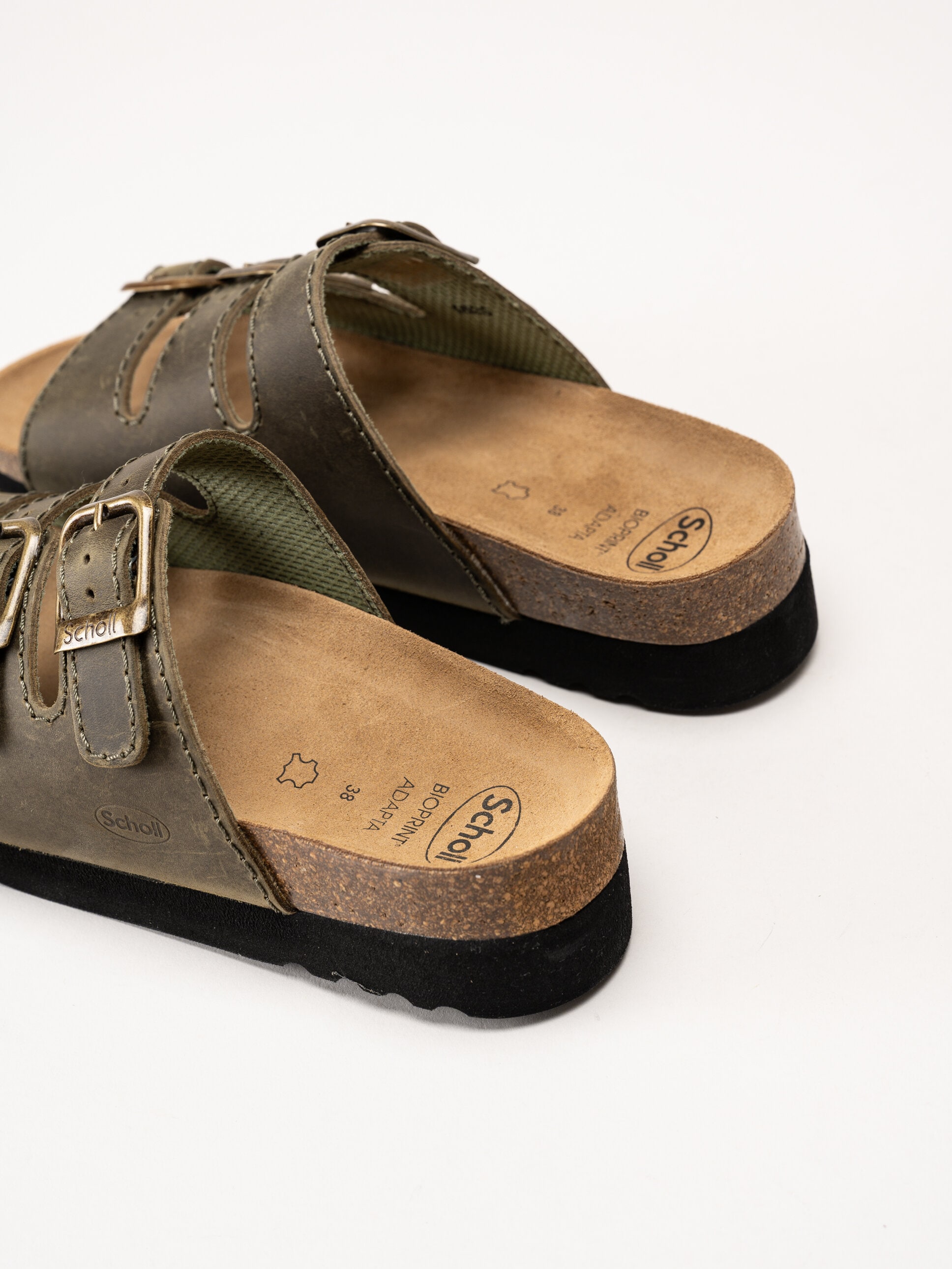 Scholl - Rio WG AD - Gröna slip in sandaler i oljat skinn