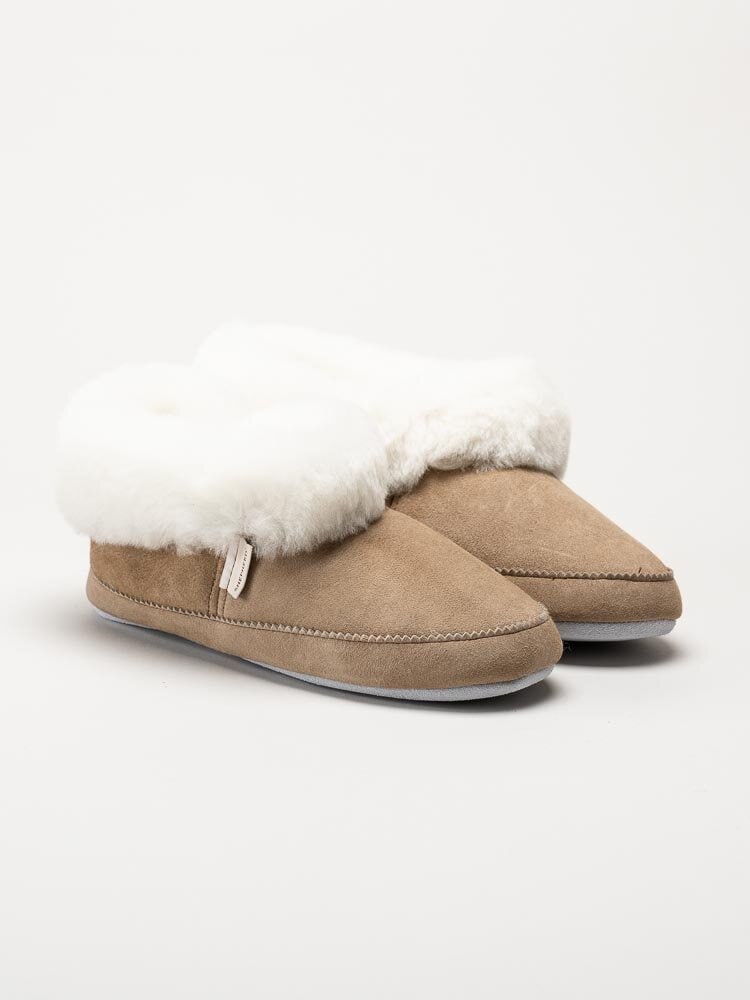 Shepherd - Emmy - Beige slip on fårskinnstofflor