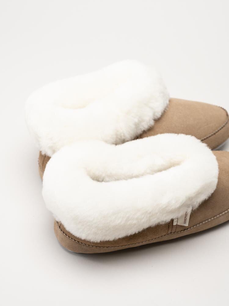 Shepherd - Emmy - Beige slip on fårskinnstofflor