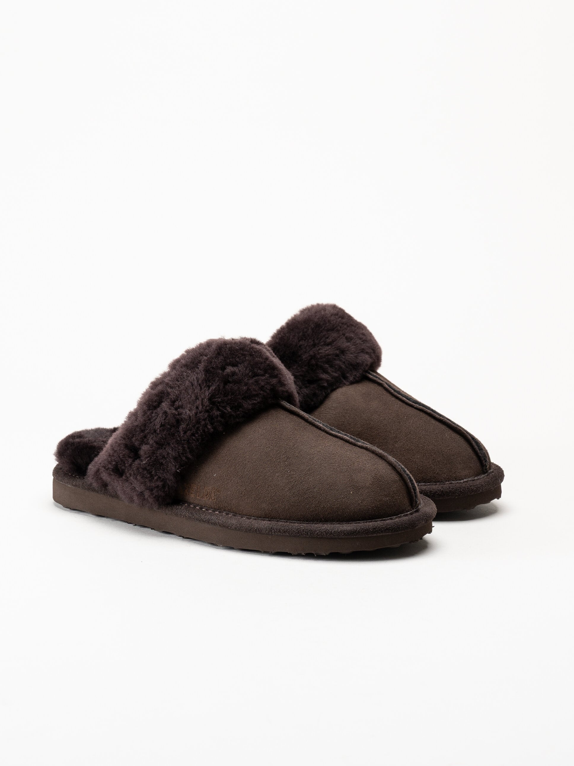 Axelda - Nancy - Mörkbruna fårskinnsfodrade tofflor