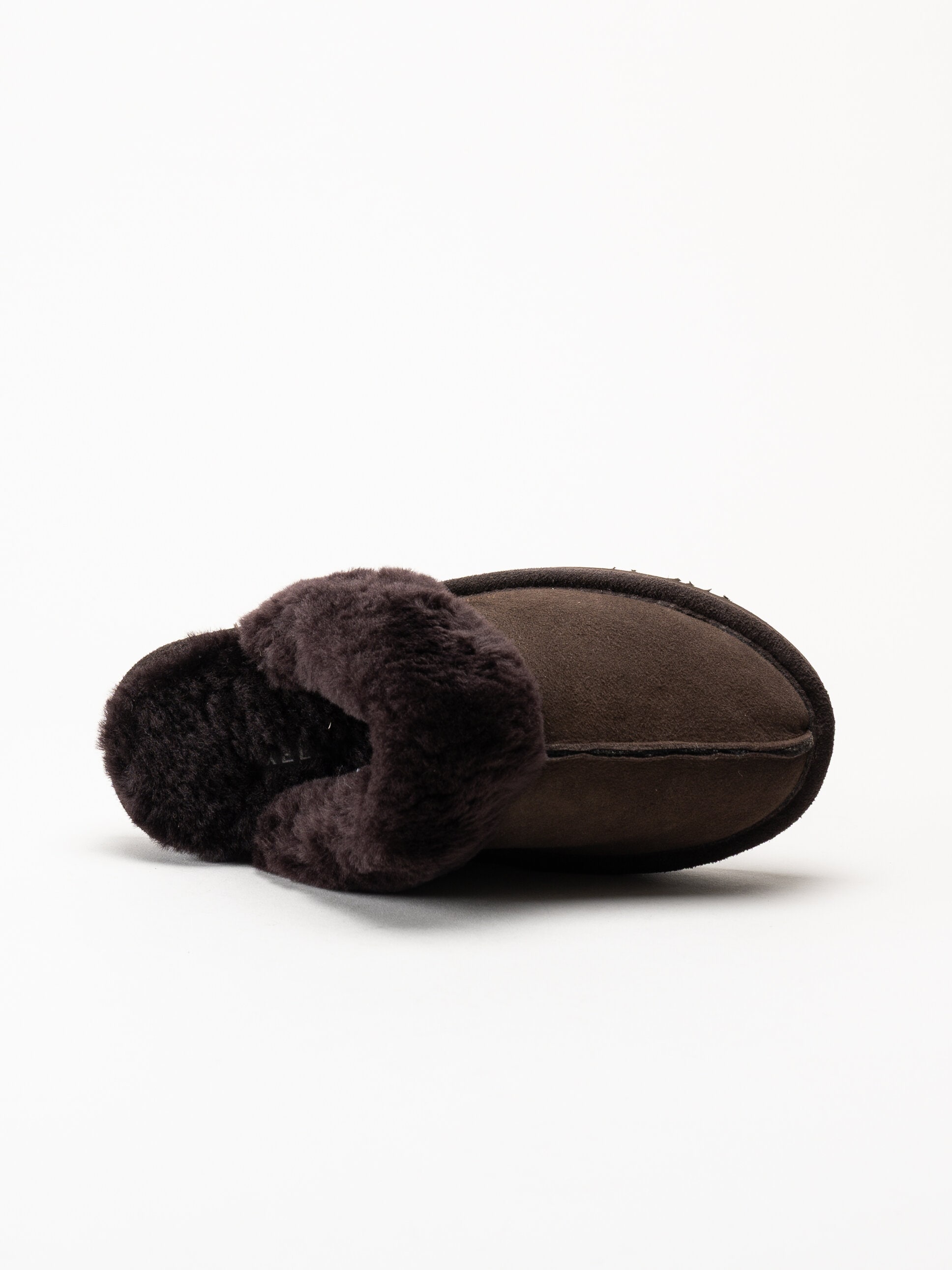 Axelda - Nancy - Mörkbruna fårskinnsfodrade tofflor