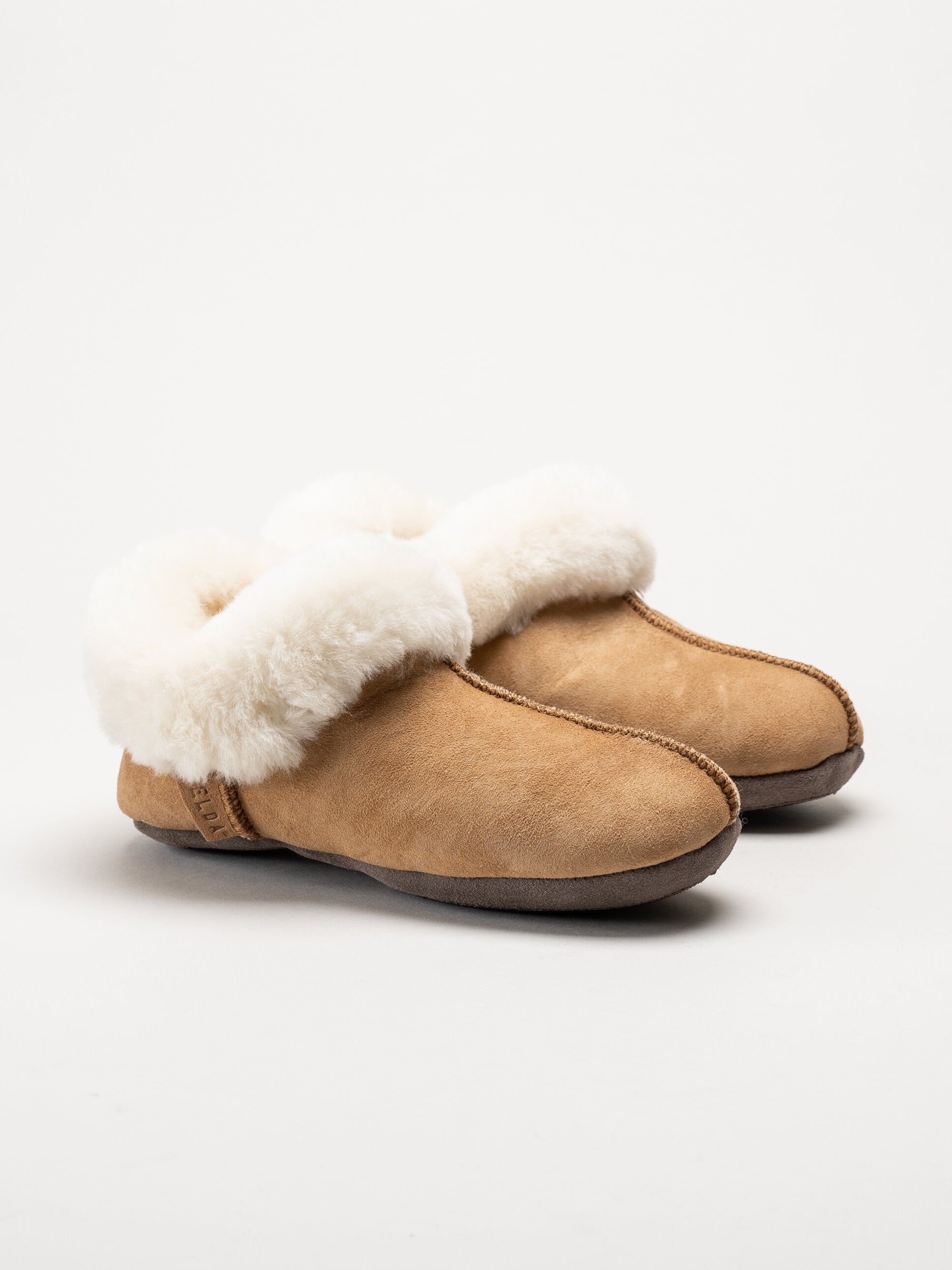 Axelda - Hemsedal - Ljusbruna fodrade tofflor i mocka