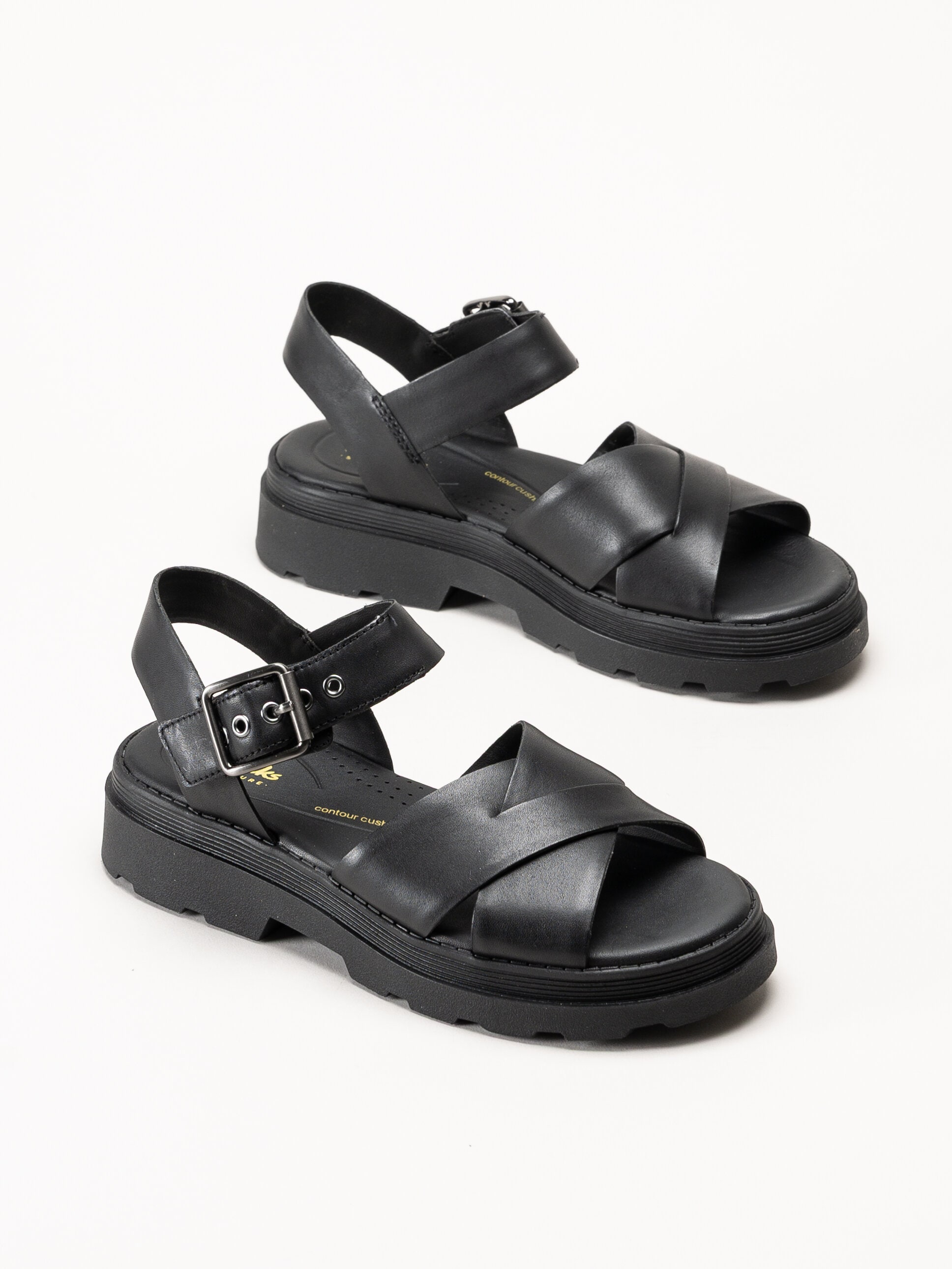 Clarks - Orinoco3 Cross - Svarta sandaler i skinn