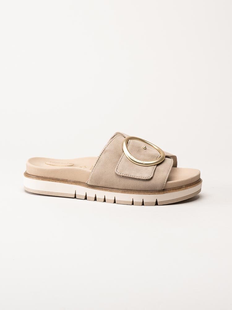 Tamaris Comfort - Beige sandaler i skinn