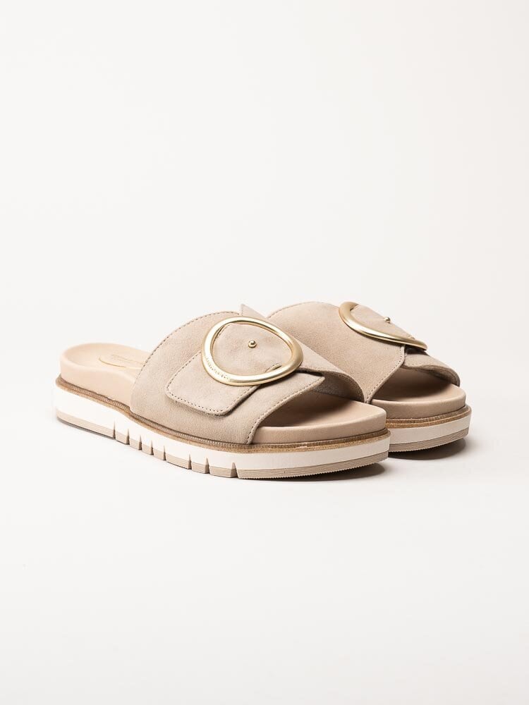 Tamaris Comfort - Beige sandaler i skinn