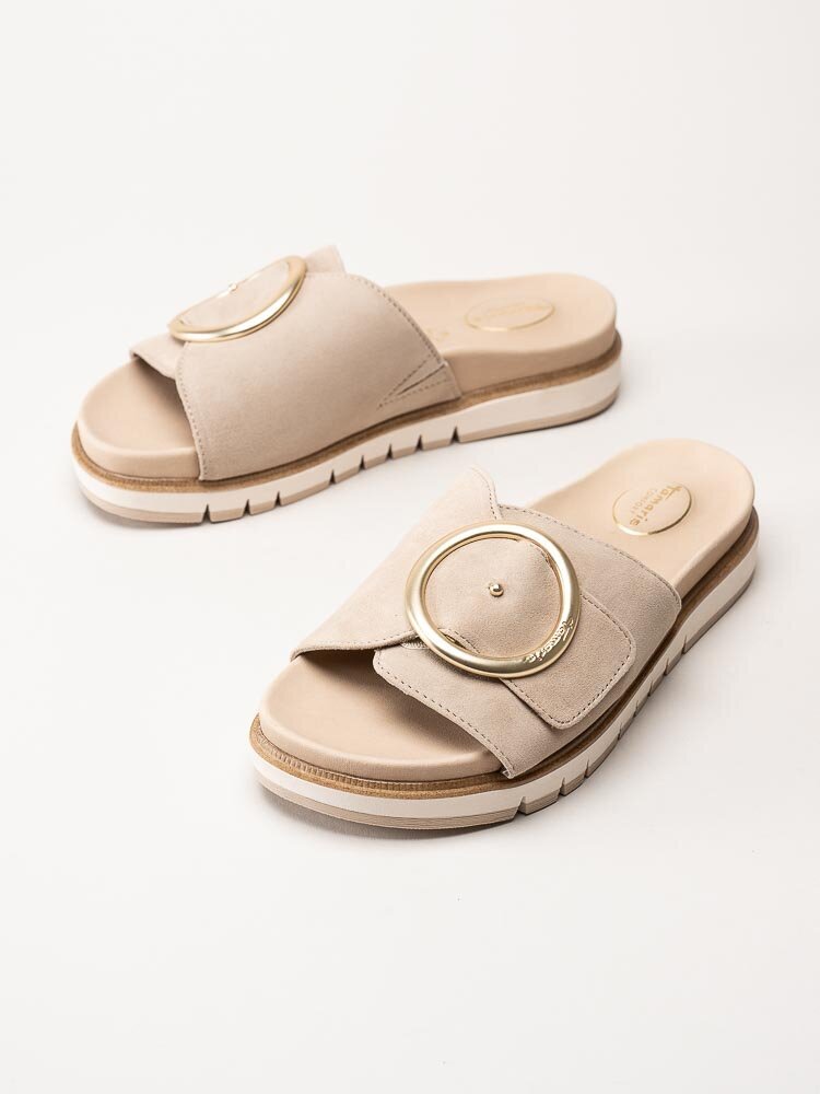 Tamaris Comfort - Beige sandaler i skinn