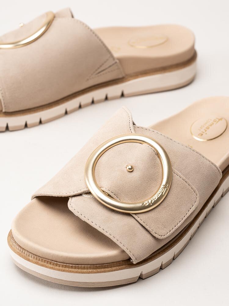Tamaris Comfort - Beige sandaler i skinn