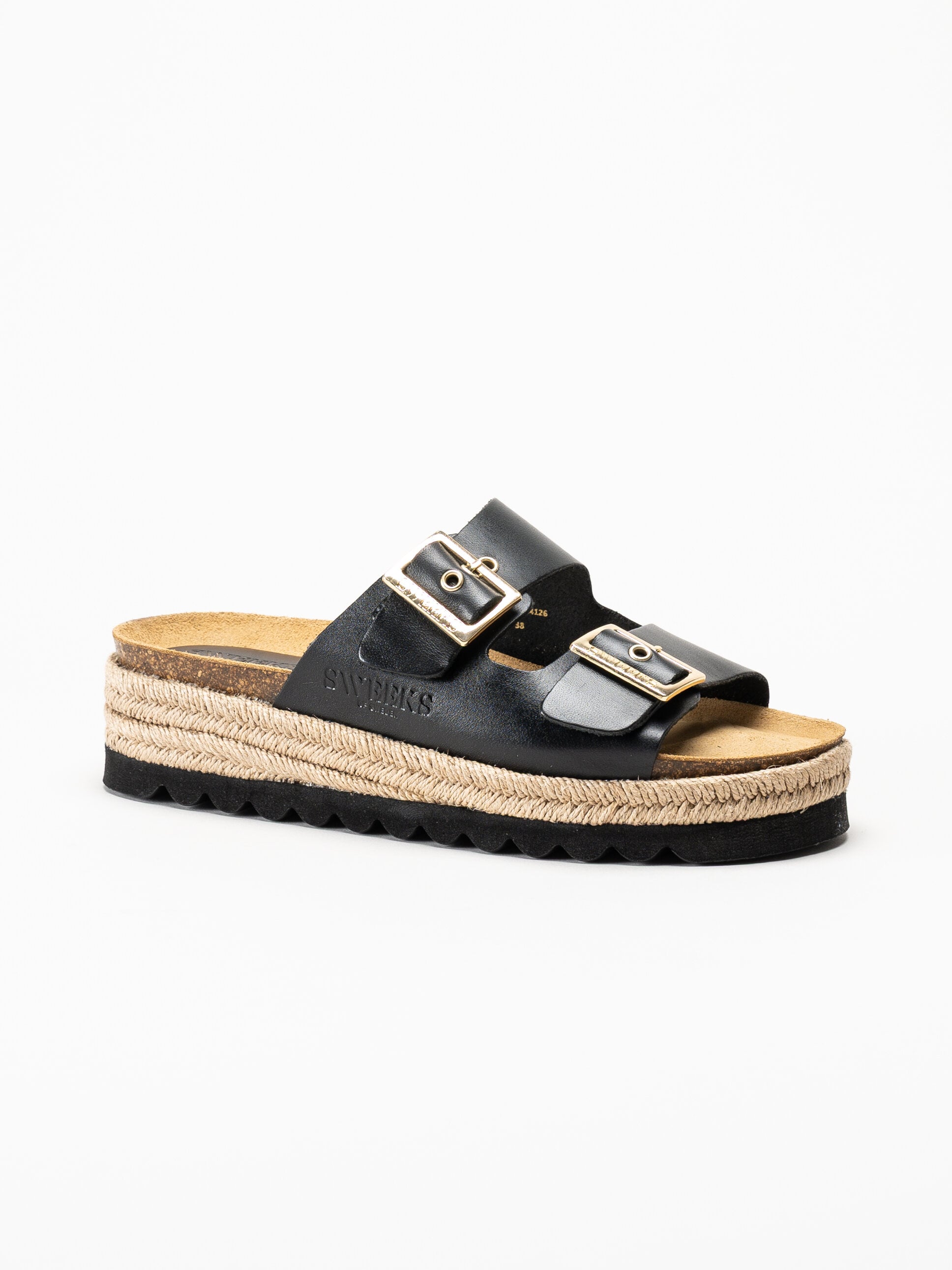 Sweeks - Sonja Buckle - Svarta sandaler i skinn
