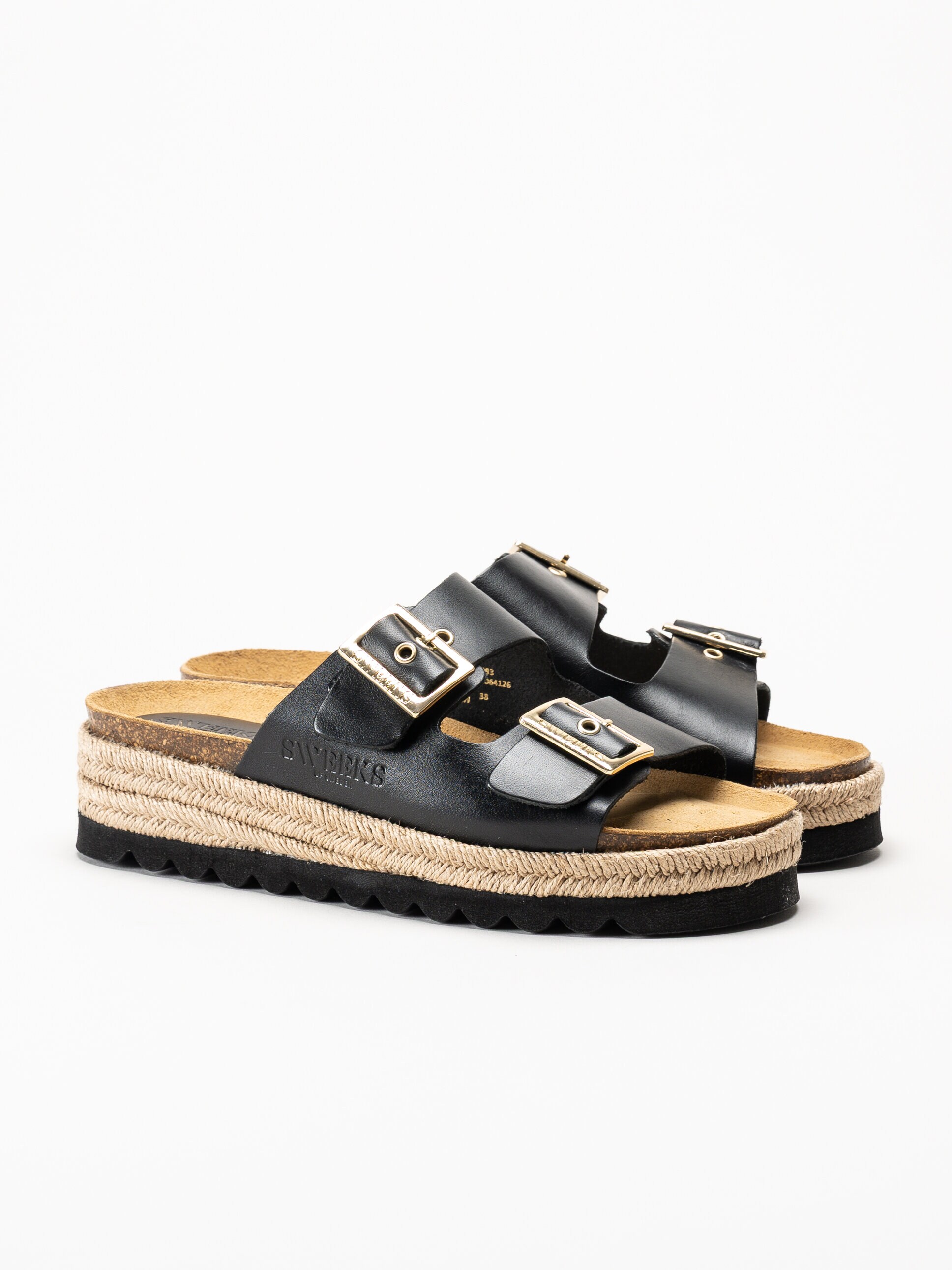Sweeks - Sonja Buckle - Svarta sandaler i skinn
