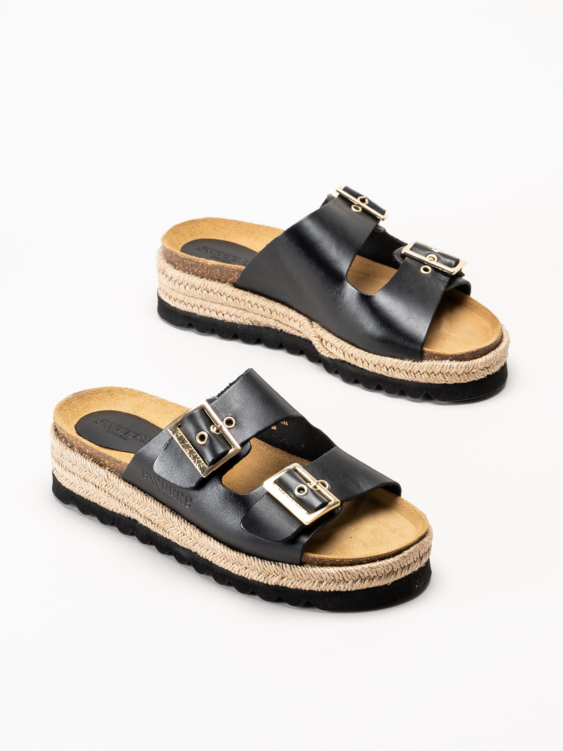 Sweeks - Sonja Buckle - Svarta sandaler i skinn
