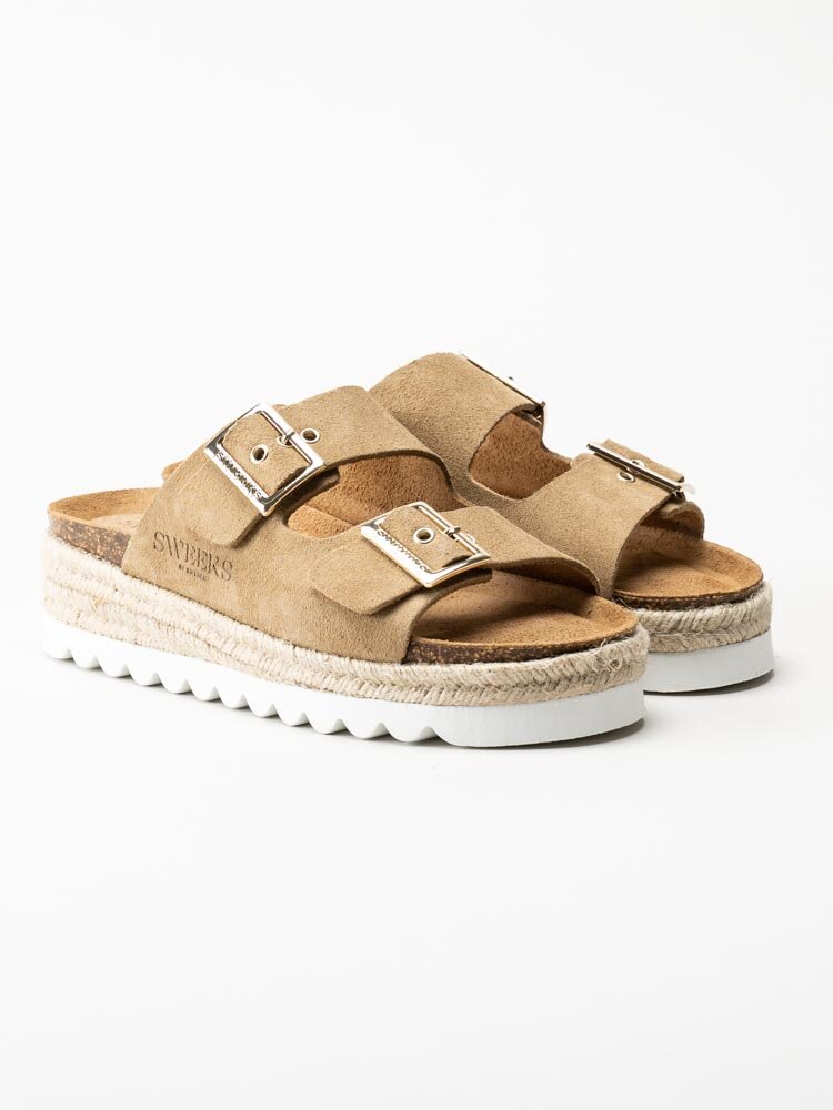 Sweeks - Sonja - Beige sandaler i mocka
