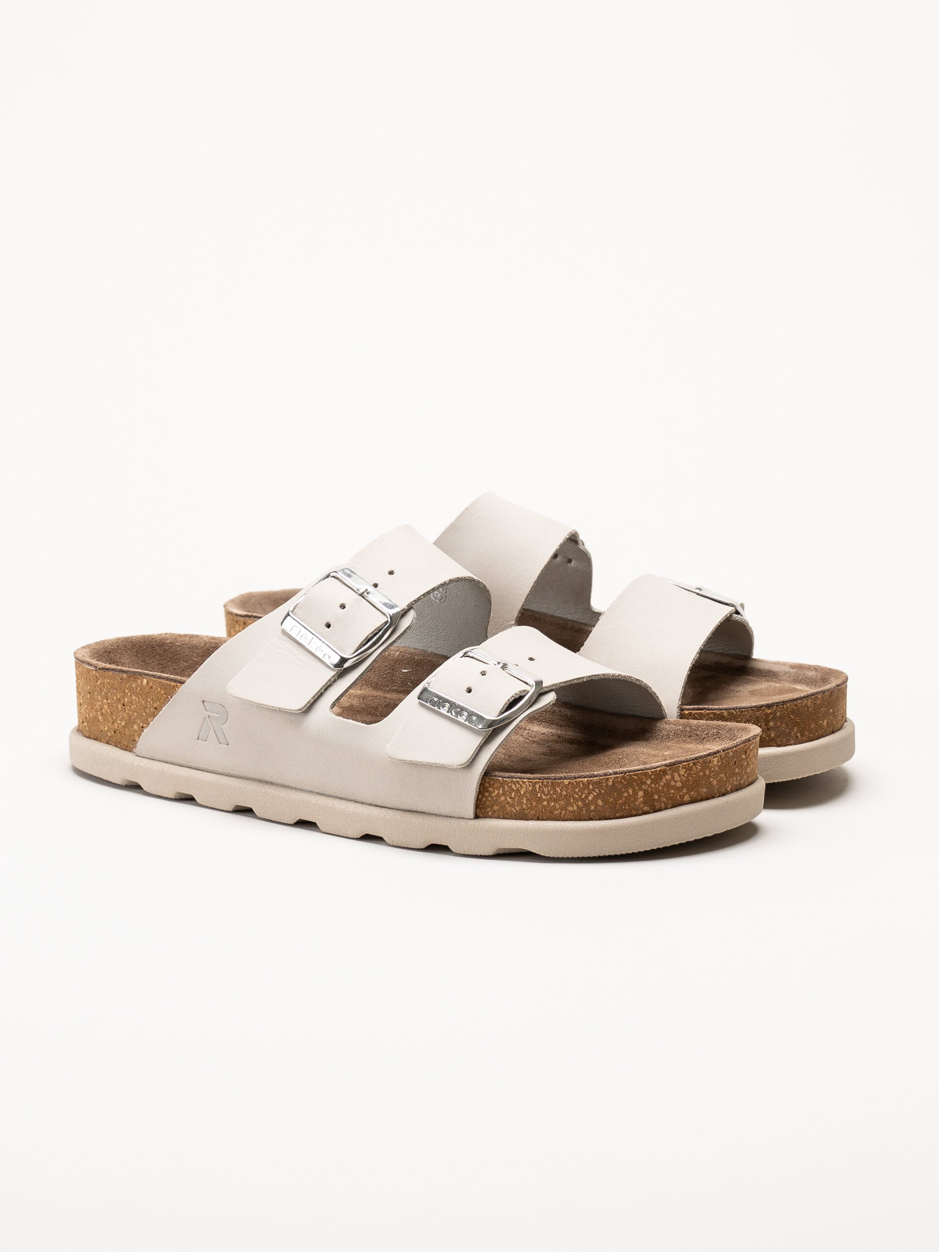 Rieker - Ljusgrå sandaler i nubuck
