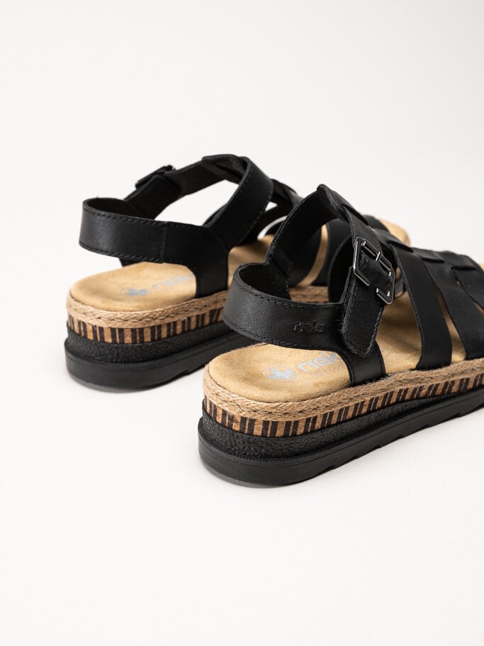 Rieker - Svarta sandaler i skinn