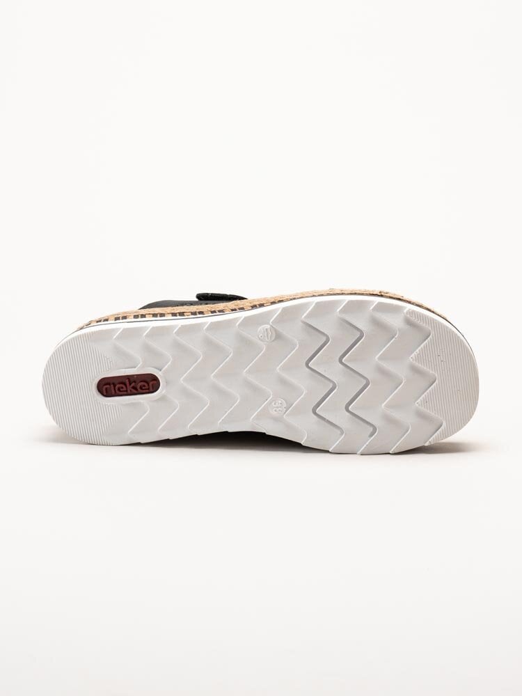 Rieker - Svarta slip in sandaler i skinn