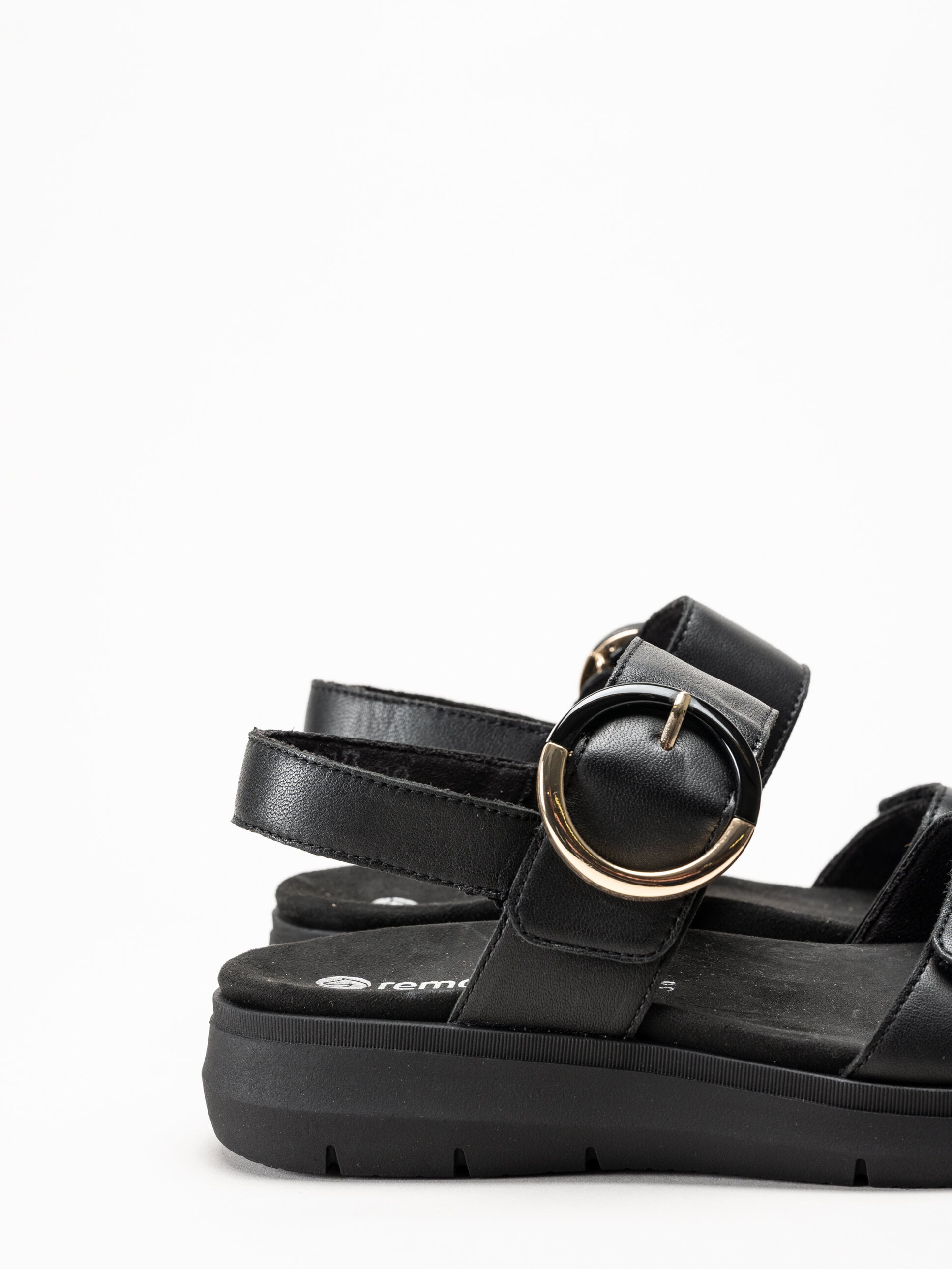 Remonte - Svarta sandaler i skinn