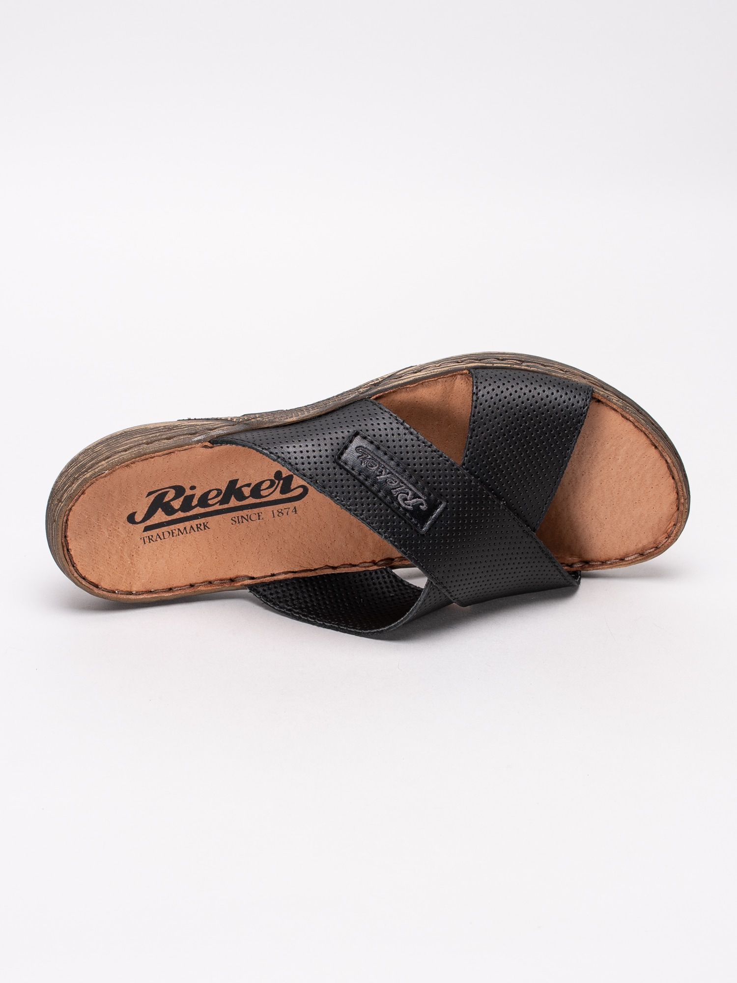 66191012 Rieker 22085-00 svarta slip in sandaler med korlagda band-4