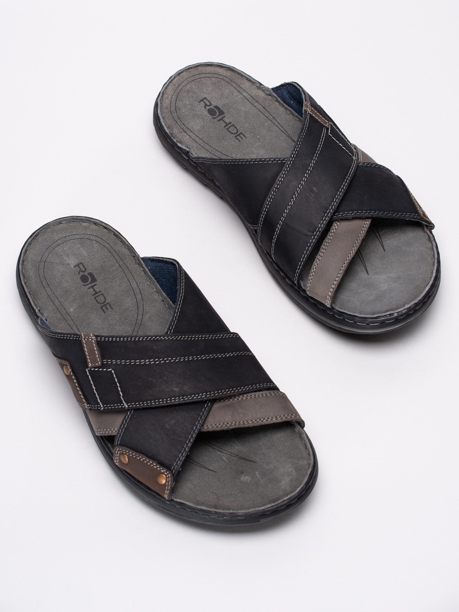 66191017 Rohde 5962-84 svarta slip in sandaler med korslagda band-6