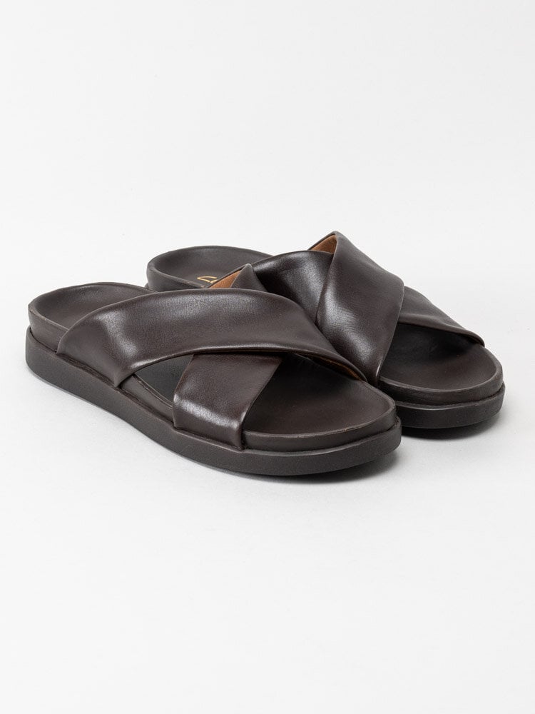 Clarks - Sunder Cross - Mörkbruna slip in sandaler