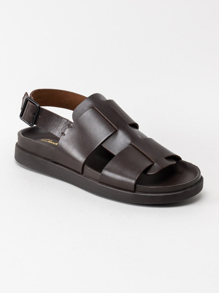Clarks - Sunder Strap - Mörkbruna sandaler i skinn