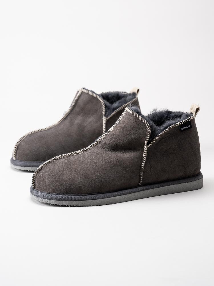 Shepherd - Andy - Grå slip on fårskinnstofflor