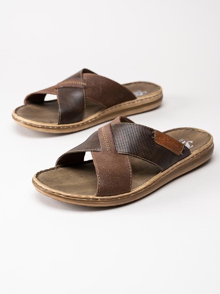 Rieker - Mörkbruna slip in sandaler