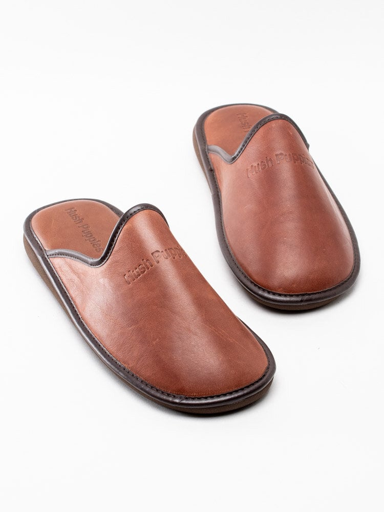 Hush Puppies - Bruna slip in tofflor i skinn