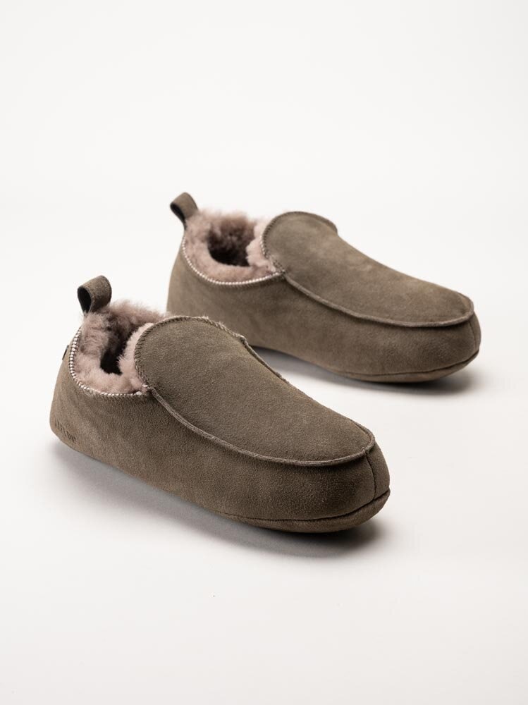 Axelda - Edinburgh - Grå slip on fårskinnstofflor