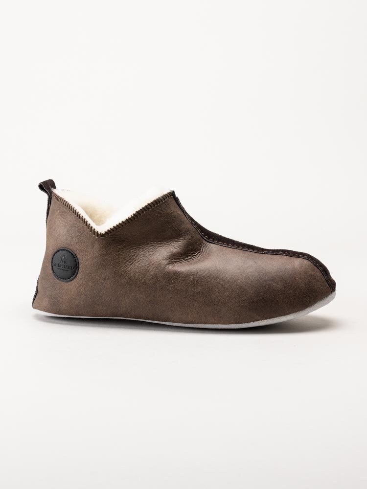 Shepherd - Henrik - Mörkbruna slip on fårskinnstofflor