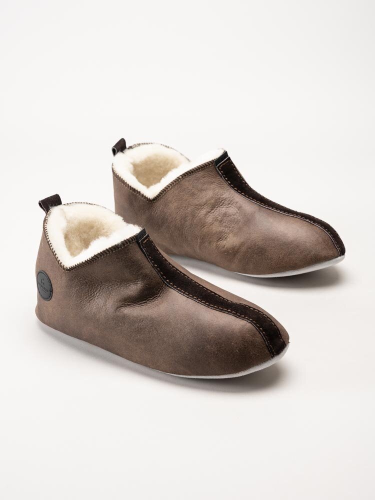 Shepherd - Henrik - Mörkbruna slip on fårskinnstofflor