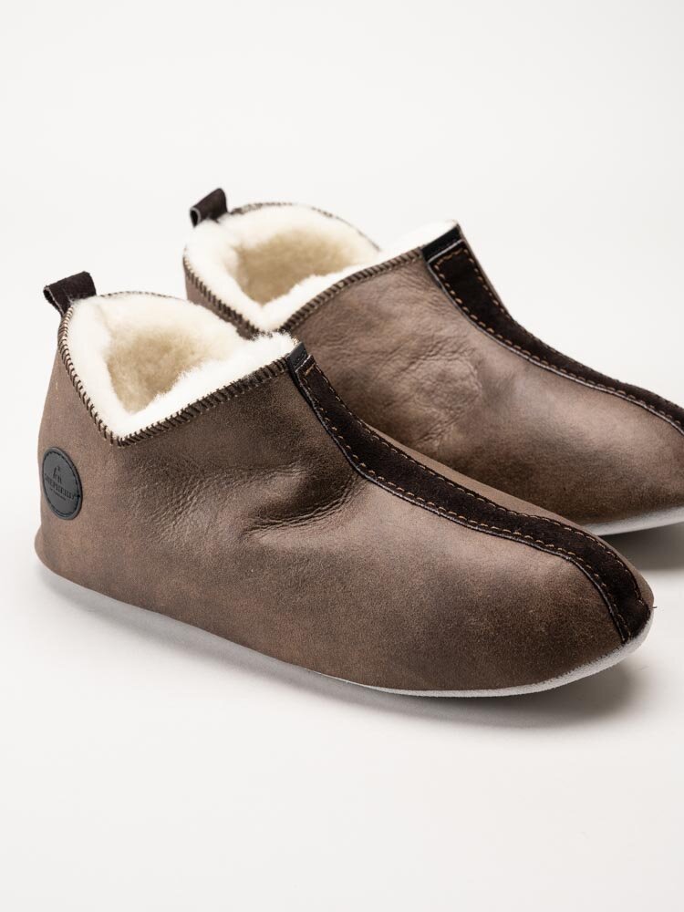 Shepherd - Henrik - Mörkbruna slip on fårskinnstofflor