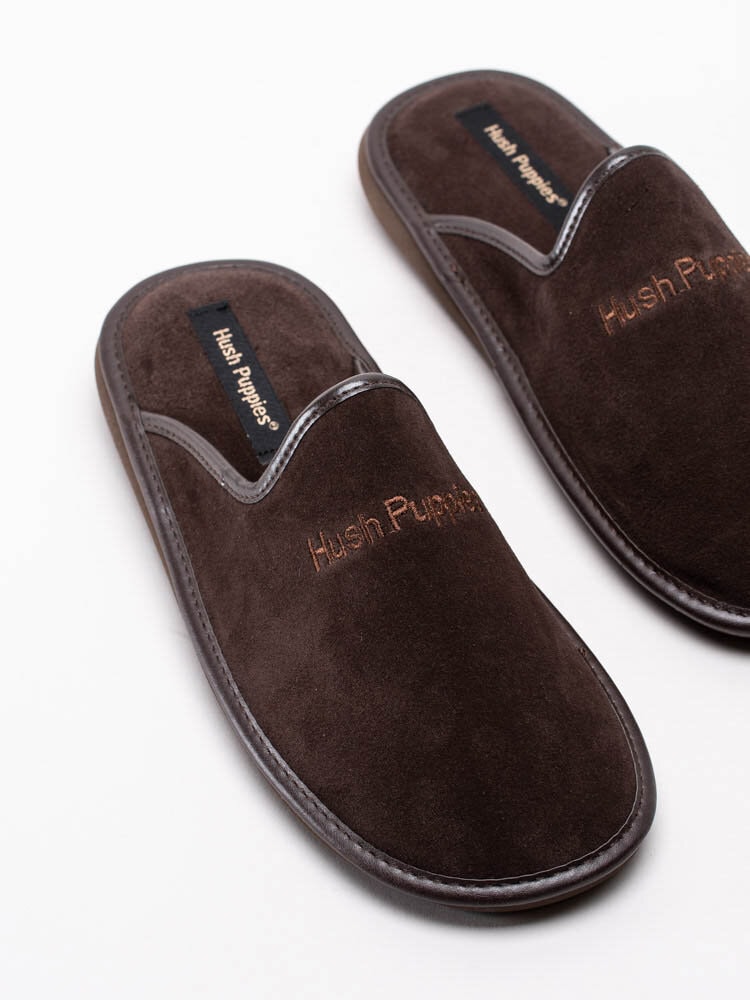 Hush Puppies - Slipper suede - Mörkbruna slip in tofflor