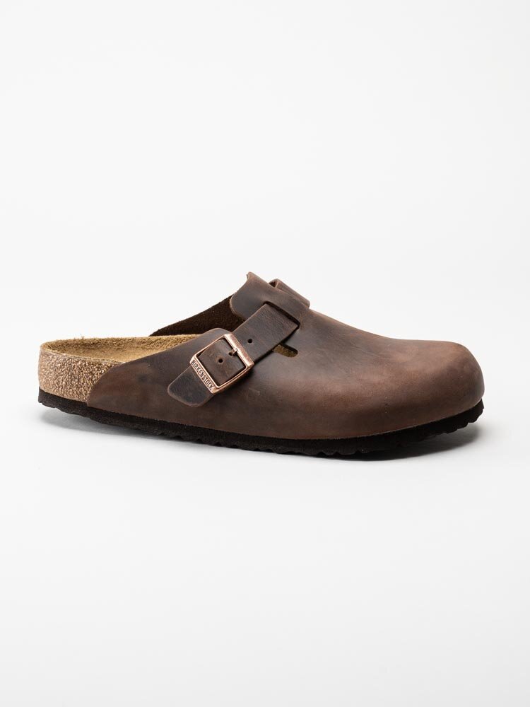 Birkenstock - Boston Regular - Mörkbruna slip-in sandaler i oljat skinn