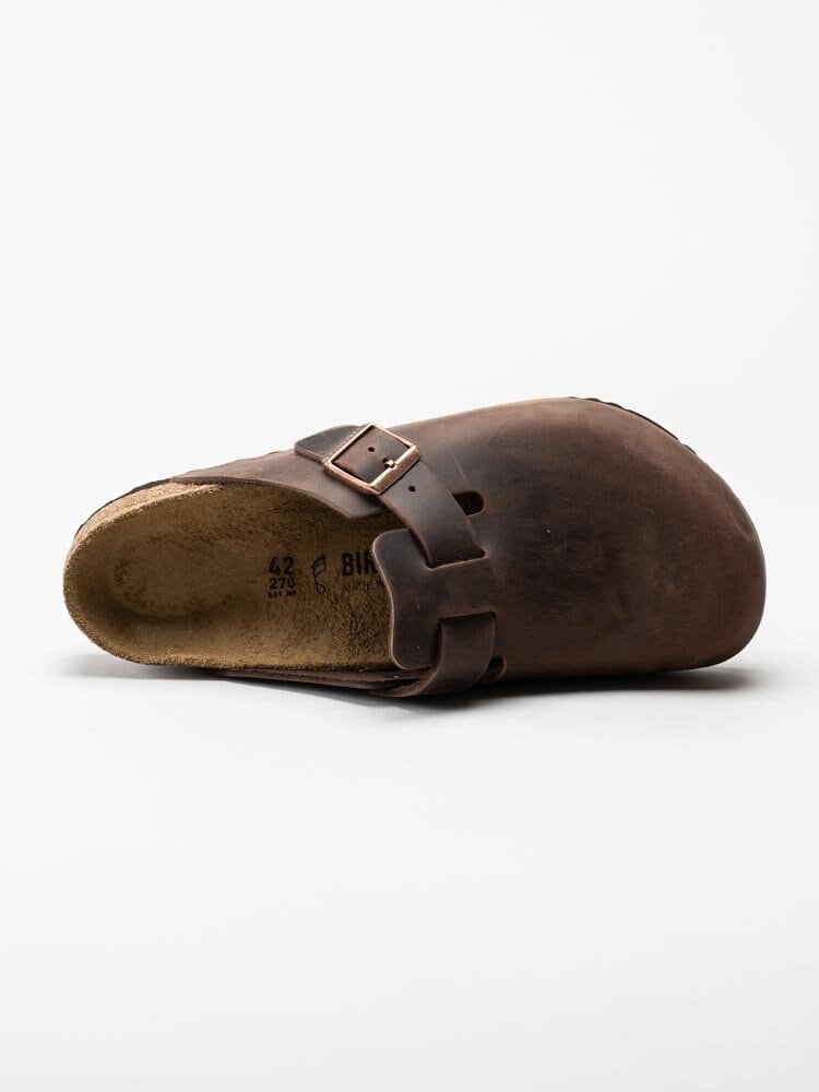 Birkenstock - Boston Regular - Mörkbruna slip-in sandaler i oljat skinn