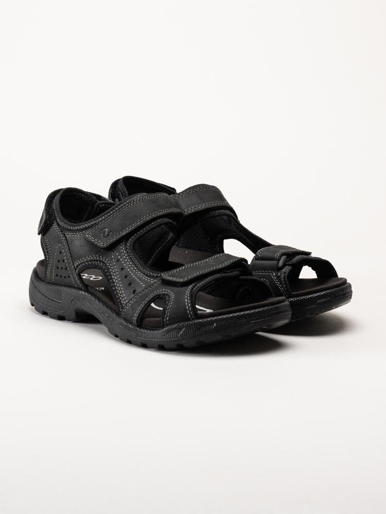 Ecco - Onroads M Sandal 3s - Svarta sportiga sandaler i oljad nubuck