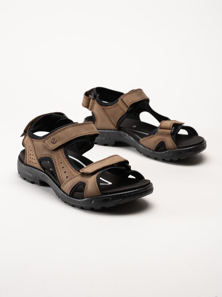 Ecco - Onroads M Sandal 3s - Bruna sportiga sandaler i oljad nubuck