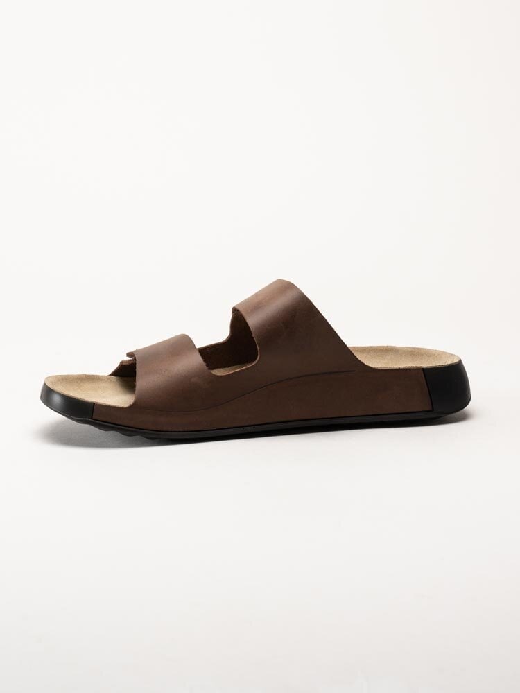 Ecco - Cozmo M Slide - Mörkbruna slip in sandaler i skinn